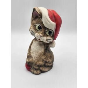 Critter Bells Santa Chrismas Cat Kitty Vintage Knick Knack Cat Figurine